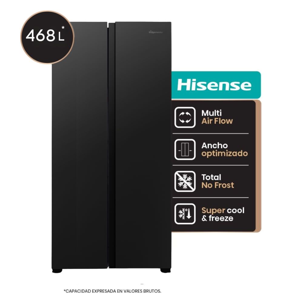 HISENSE HELADERA SBS - NEGRA - RS3N428NAB