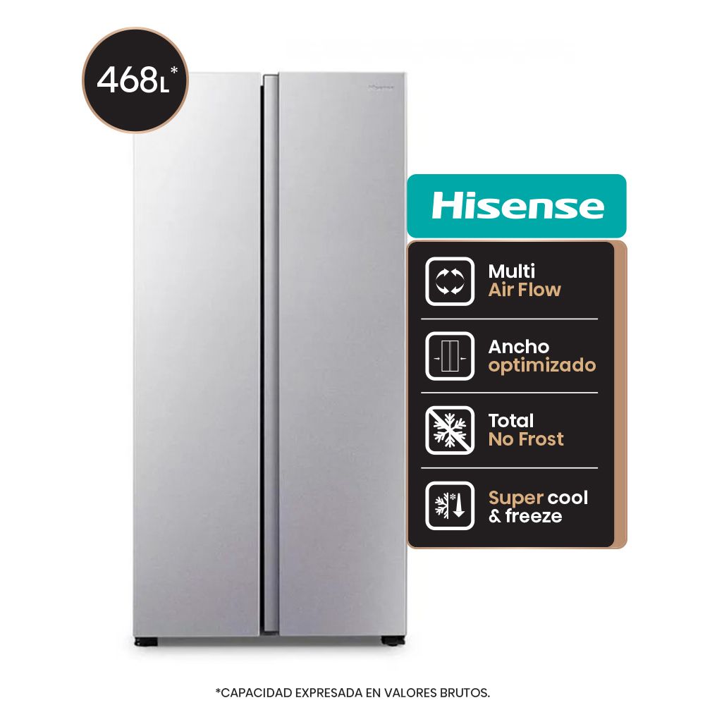 HISENSE HELADERA SBS - SILVER - RS3N428NAD